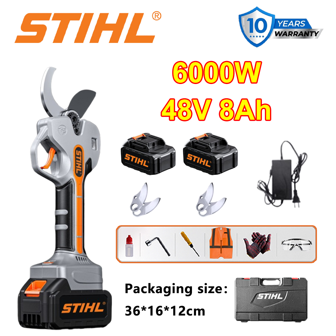 Foarfecă de tăiat fără perii STIHL 6000W, afișaj digital LED, 24 de ore de viață, baterie originală 48V 8Ah*2 + încărcător + lamă din oțel carbon SK9*2 + kit de protecție + cutie de scule + 18 luni garanție